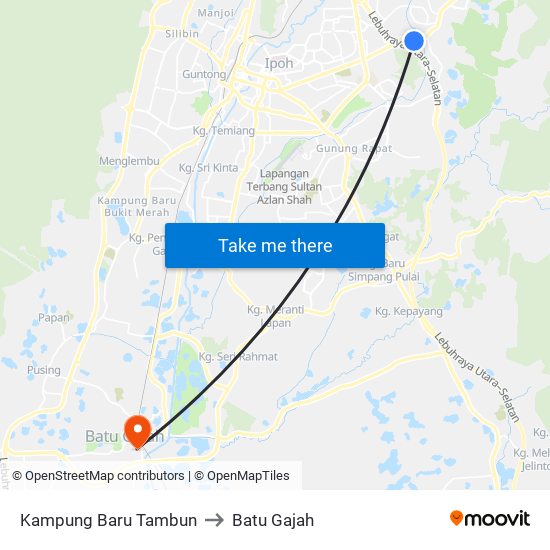 Kampung Baru Tambun to Batu Gajah map