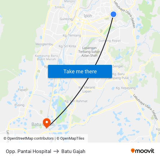 Opp. Pantai Hospital to Batu Gajah map