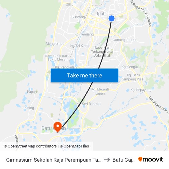 Gimnasium Sekolah Raja Perempuan Taayah to Batu Gajah map