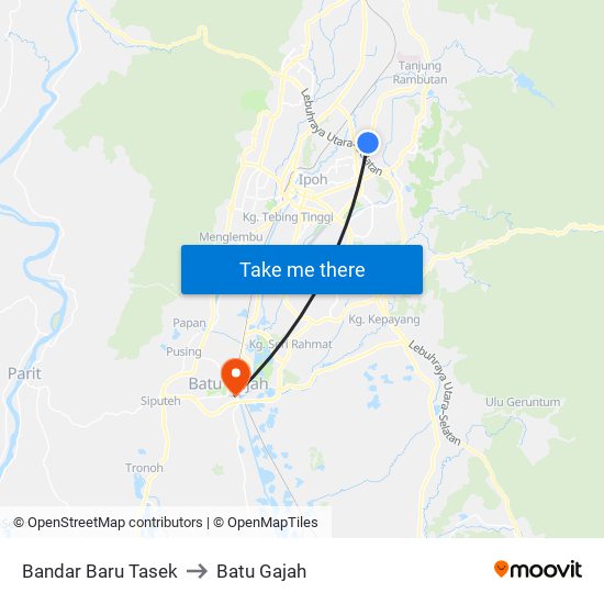 Bandar Baru Tasek to Batu Gajah map