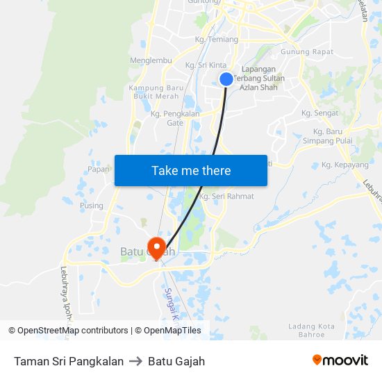 Taman Sri Pangkalan to Batu Gajah map