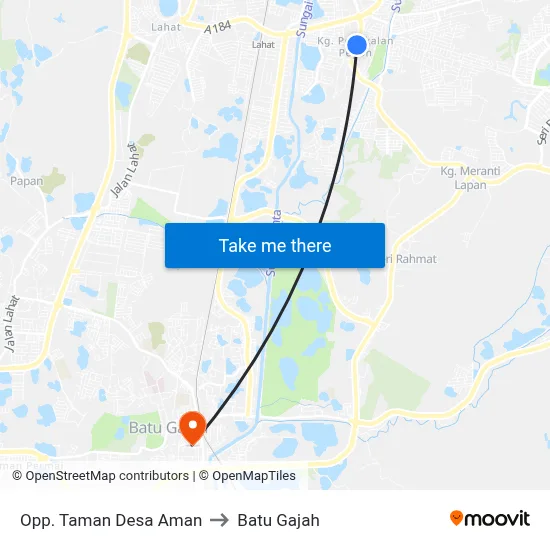 Opp. Taman Desa Aman to Batu Gajah map