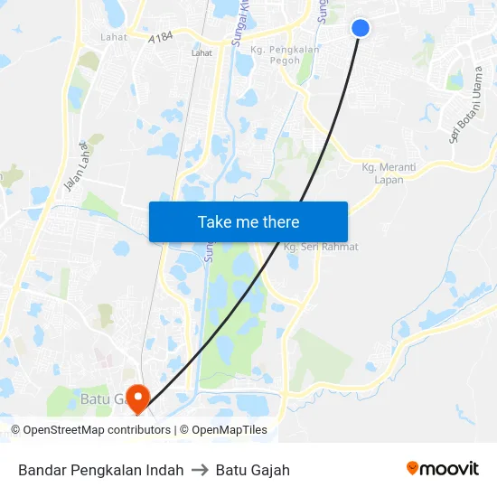Bandar Pengkalan Indah to Batu Gajah map