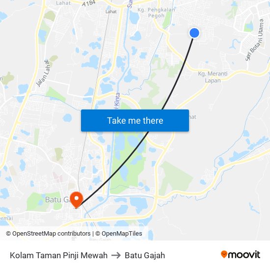 Kolam Taman Pinji Mewah to Batu Gajah map