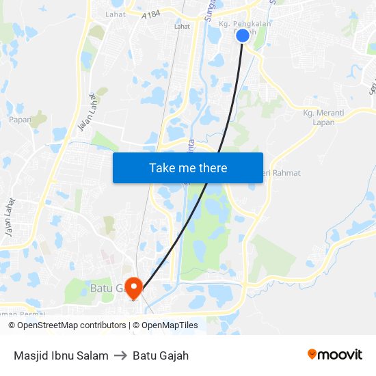 Masjid Ibnu Salam to Batu Gajah map