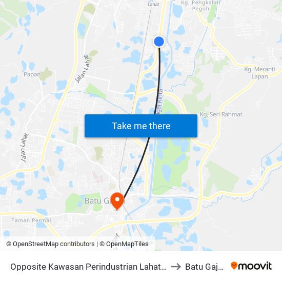 Opposite Kawasan Perindustrian Lahat 2 to Batu Gajah map