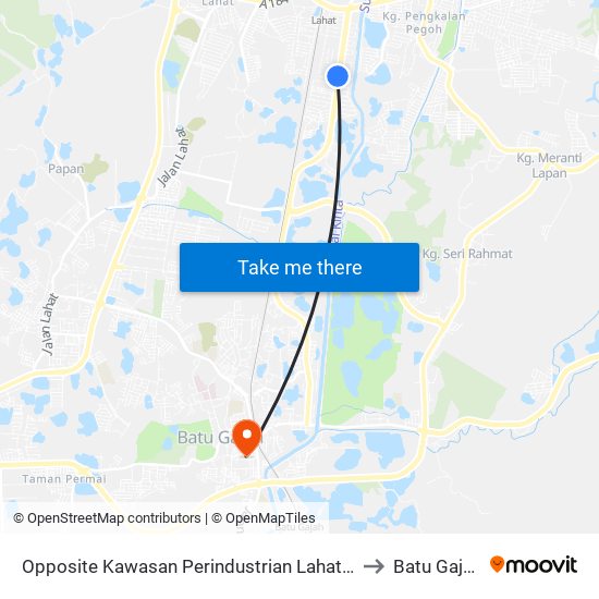 Opposite Kawasan Perindustrian Lahat 1 to Batu Gajah map