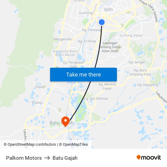 Palkom Motors to Batu Gajah map