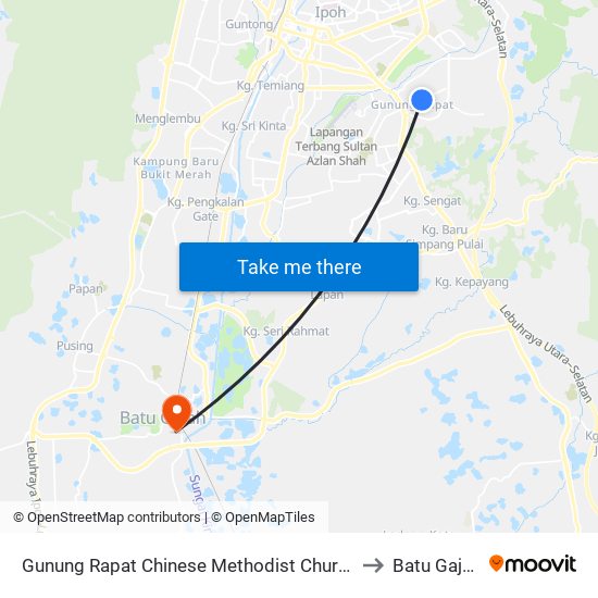 Gunung Rapat Chinese Methodist Church to Batu Gajah map