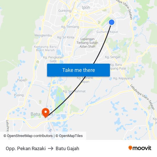 Opp. Pekan Razaki to Batu Gajah map