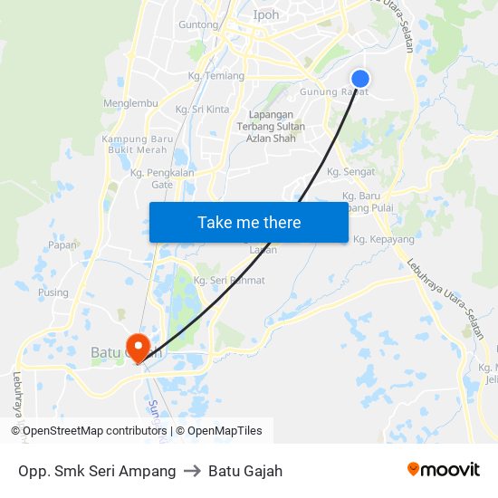 Opp. Smk Seri Ampang to Batu Gajah map