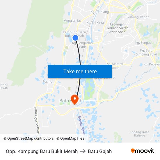 Opp. Kampung Baru Bukit Merah to Batu Gajah map