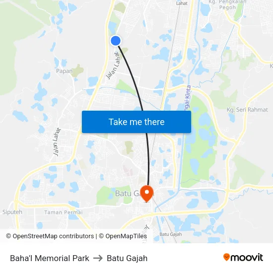Baha'I Memorial Park to Batu Gajah map
