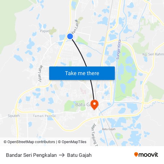 Bandar Seri Pengkalan to Batu Gajah map