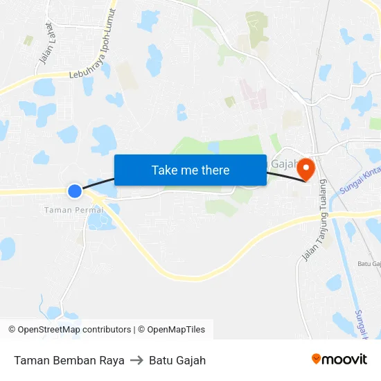Taman Bemban Raya to Batu Gajah map