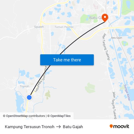 Kampung Tersusun Tronoh to Batu Gajah map
