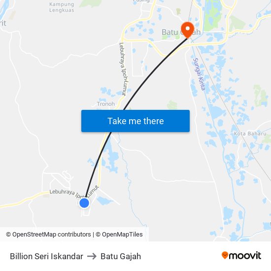 Billion Seri Iskandar to Batu Gajah map