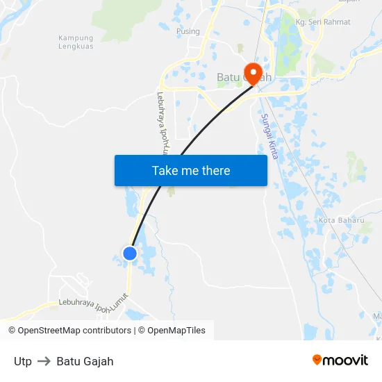 Utp to Batu Gajah map