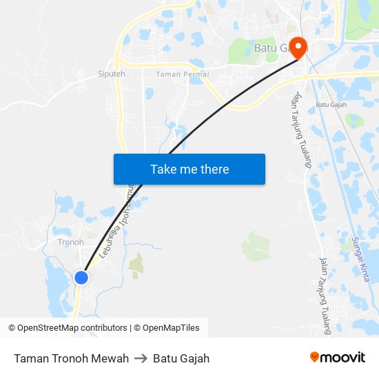 Taman Tronoh Mewah to Batu Gajah map