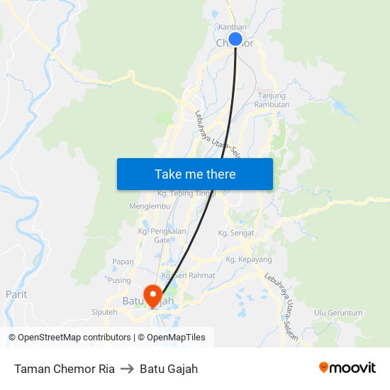 Taman Chemor Ria to Batu Gajah map