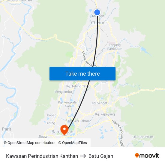 Kawasan Perindustrian Kanthan to Batu Gajah map