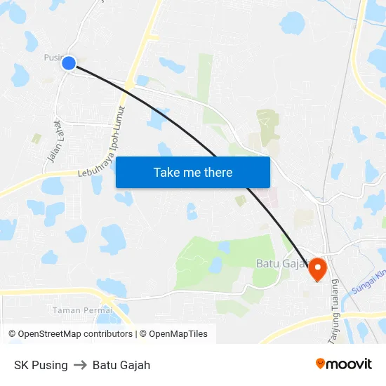SK Pusing to Batu Gajah map