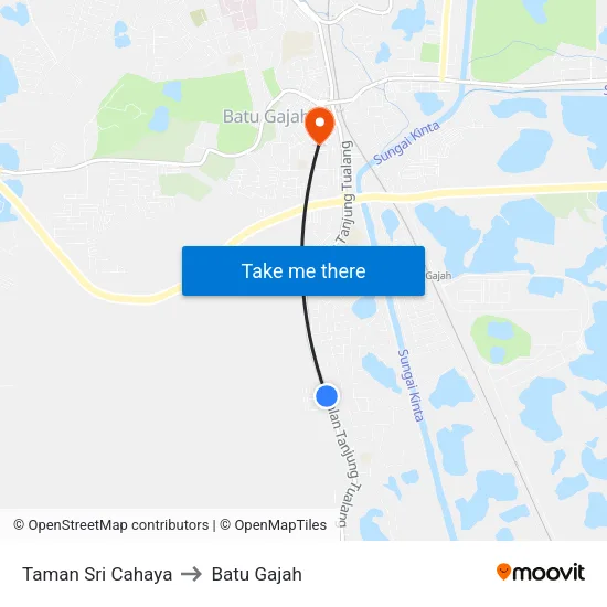 Taman Sri Cahaya to Batu Gajah map