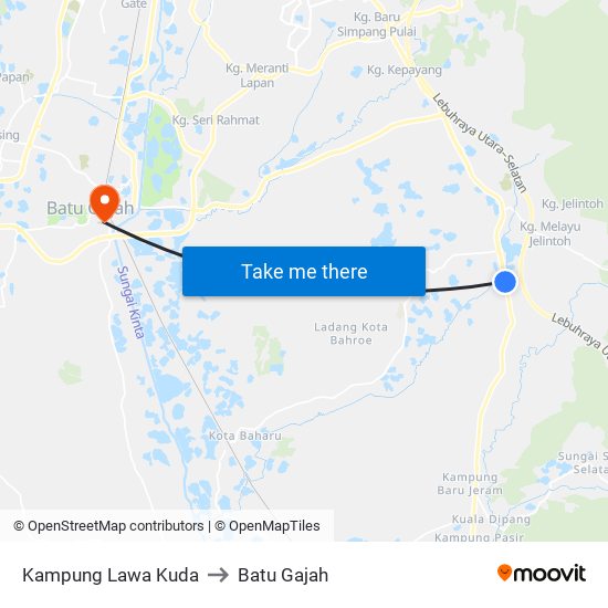 Kampung Lawa Kuda to Batu Gajah map