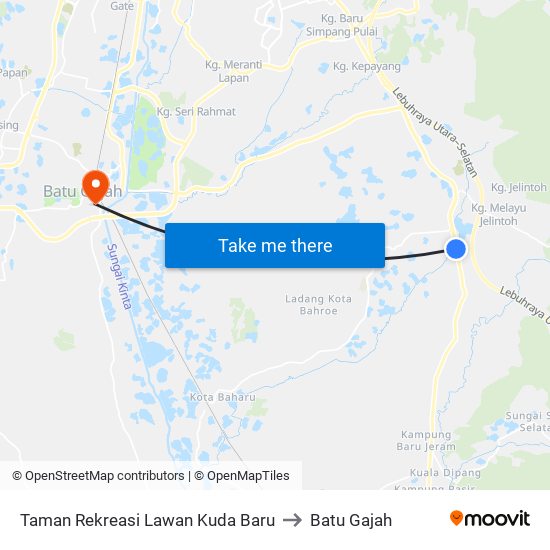 Taman Rekreasi Lawan Kuda Baru to Batu Gajah map