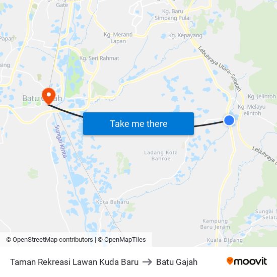 Taman Rekreasi Lawan Kuda Baru to Batu Gajah map