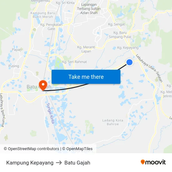Kampung Kepayang to Batu Gajah map