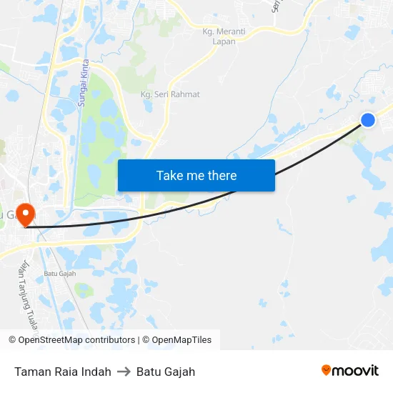 Taman Raia Indah to Batu Gajah map