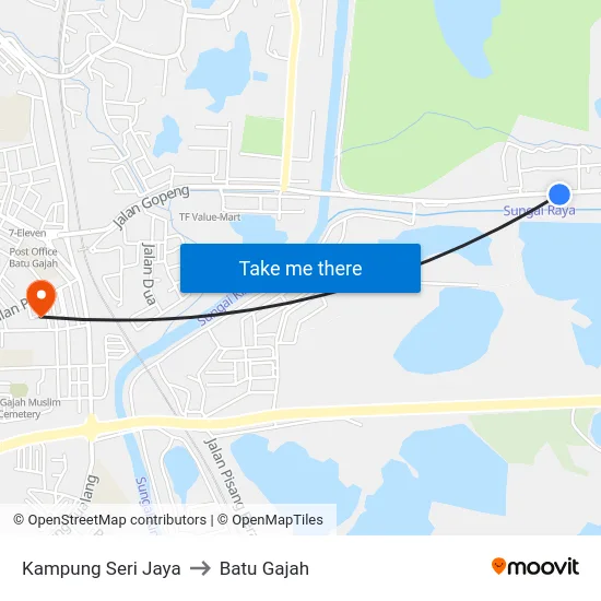 Kampung Seri Jaya to Batu Gajah map