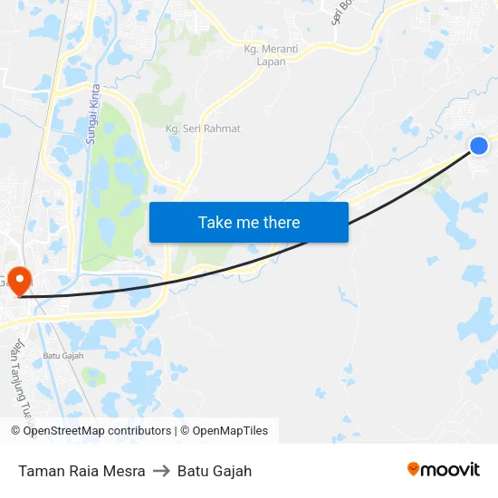 Taman Raia Mesra to Batu Gajah map