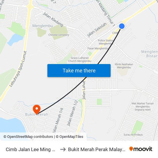 Cimb Jalan Lee Ming Hin to Bukit Merah Perak Malaysia map