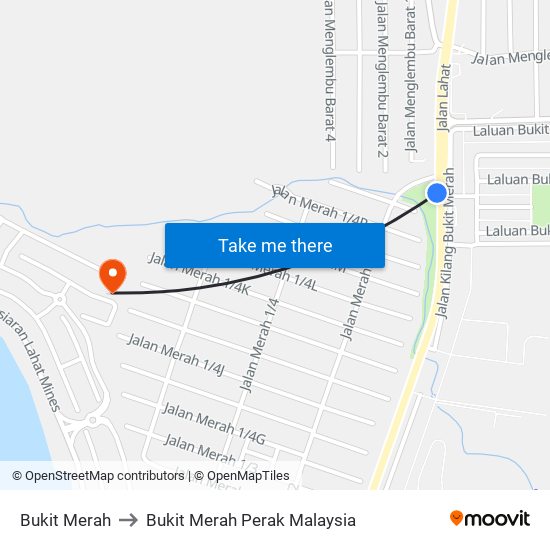 Bukit Merah to Bukit Merah Perak Malaysia map