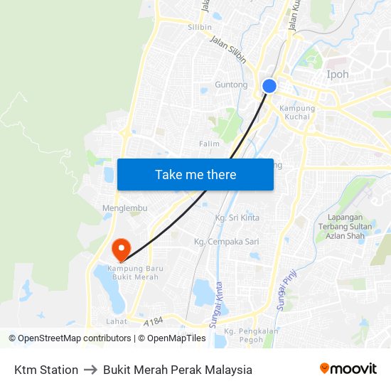 Ktm Station to Bukit Merah Perak Malaysia map