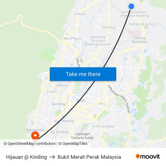 Hijauan @ Kinding to Bukit Merah Perak Malaysia map