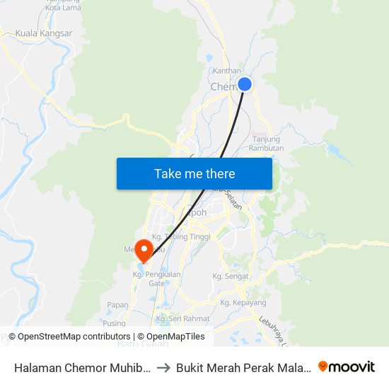 Halaman Chemor Muhibbah to Bukit Merah Perak Malaysia map
