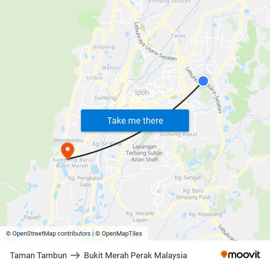 Taman Tambun to Bukit Merah Perak Malaysia map