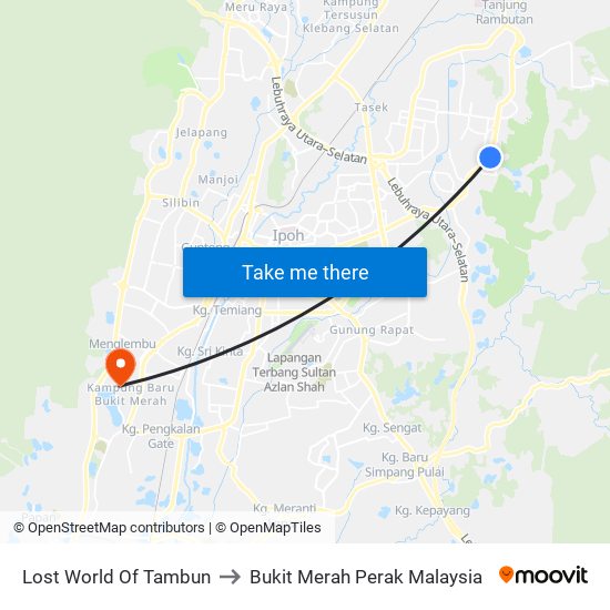 Lost World Of Tambun to Bukit Merah Perak Malaysia map