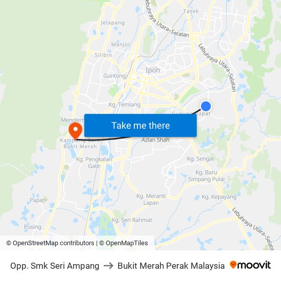 Opp. Smk Seri Ampang to Bukit Merah Perak Malaysia map