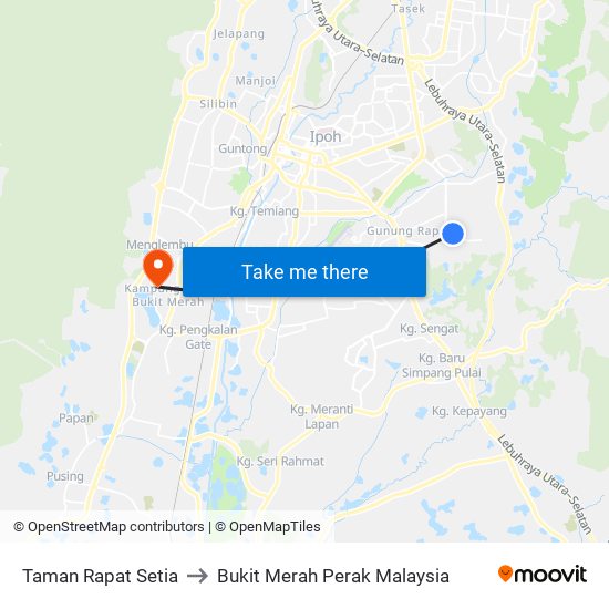 Taman Rapat Setia to Bukit Merah Perak Malaysia map