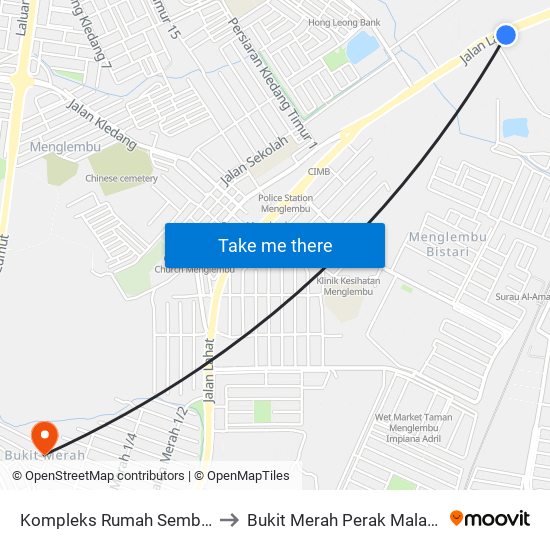 Kompleks Rumah Sembelih to Bukit Merah Perak Malaysia map