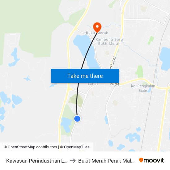 Kawasan Perindustrian Lahat to Bukit Merah Perak Malaysia map