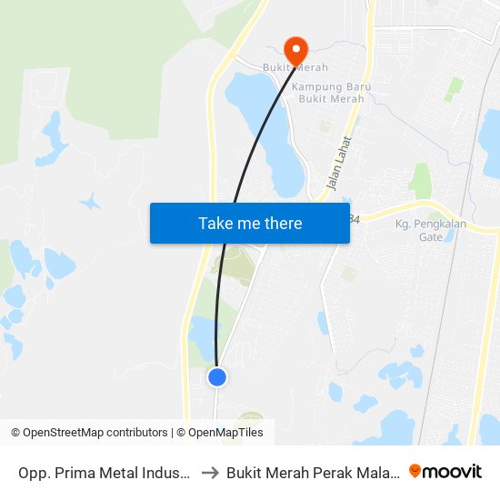 Opp. Prima Metal Industries to Bukit Merah Perak Malaysia map