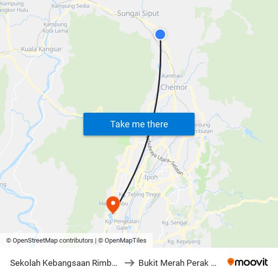 Sekolah Kebangsaan Rimba Panjang to Bukit Merah Perak Malaysia map