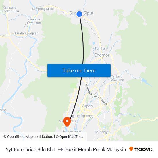 Yyt Enterprise Sdn Bhd to Bukit Merah Perak Malaysia map