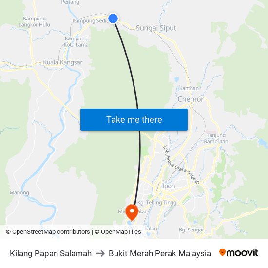 Kilang Papan Salamah to Bukit Merah Perak Malaysia map