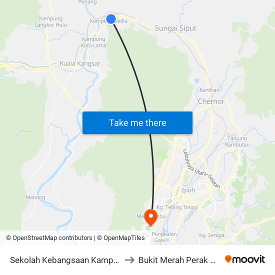 Sekolah Kebangsaan Kampung Nasib to Bukit Merah Perak Malaysia map